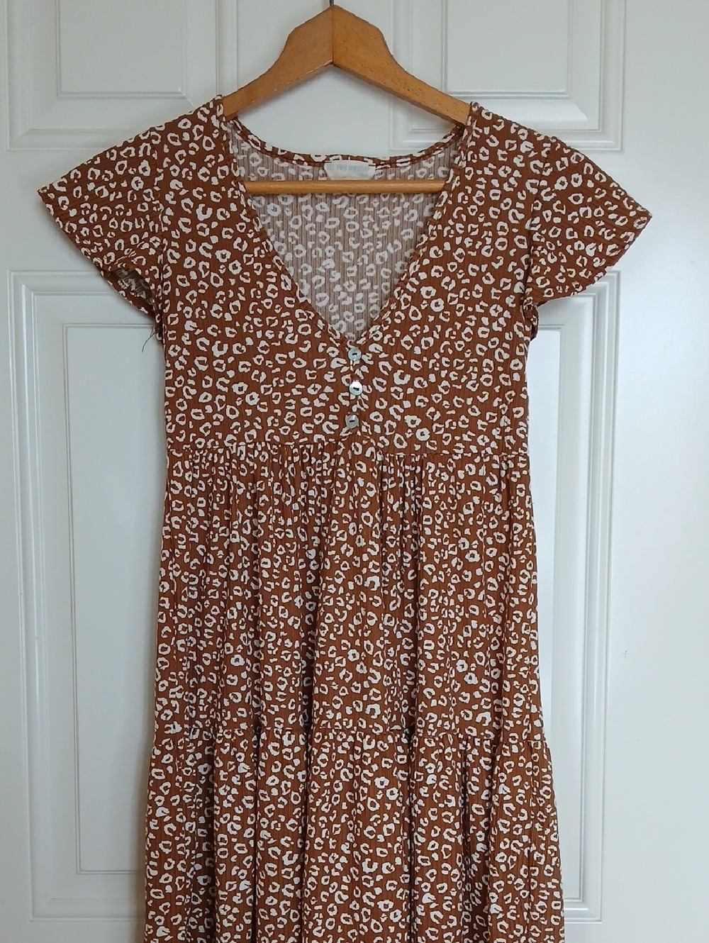 See You Monday Rust and White Leopard Print Dress